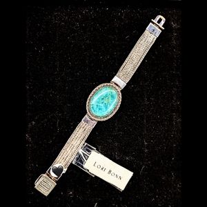 NWT Lori Bonn Rare Amazonite Gem Silver Bracelet